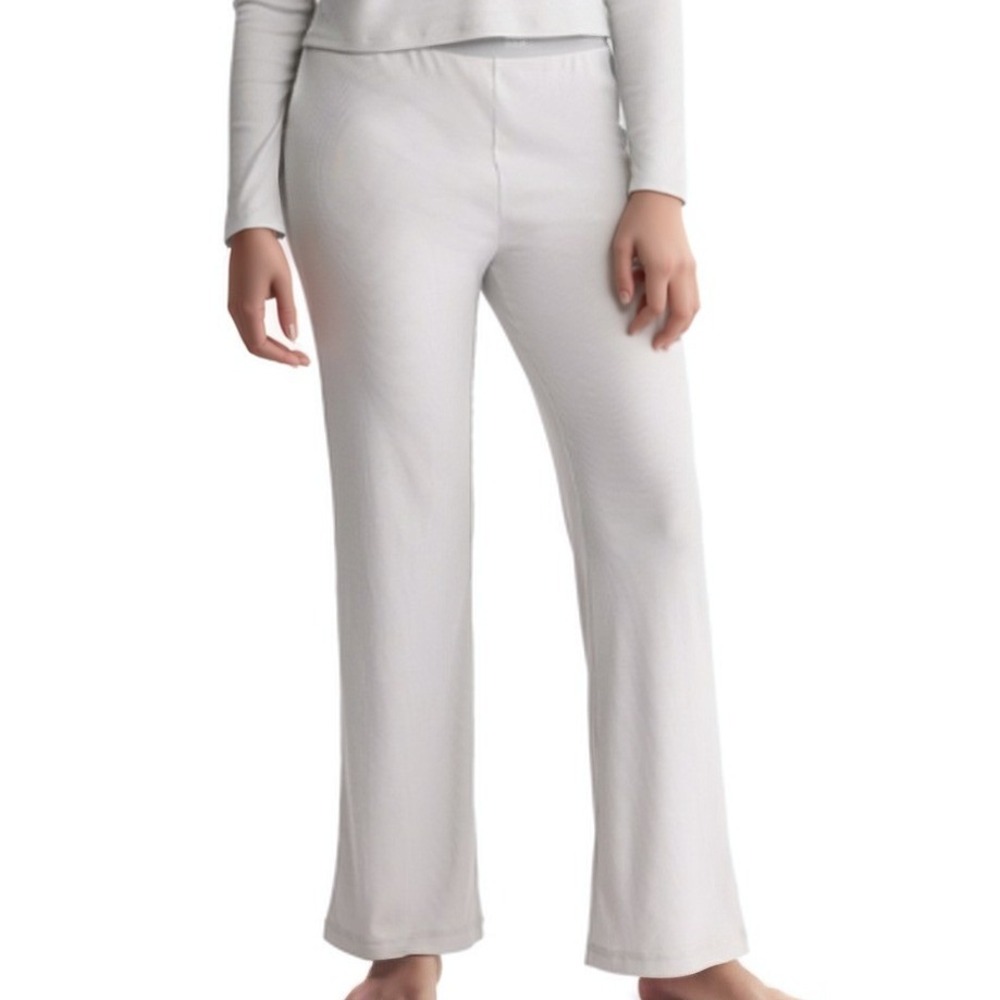 GapBody Women Lounge Pants Gray Small Quiet Grey Ribbed‎ Wide Leg Sleepwear NWT